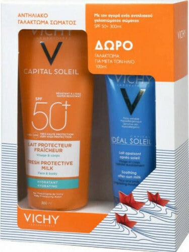 Vichy Promo Capital Soleil Fresh Protective Milk SPF50+ 300ml & ΔΩΡΟ Ideal Soleil Soothing After Sun Milk 100ml